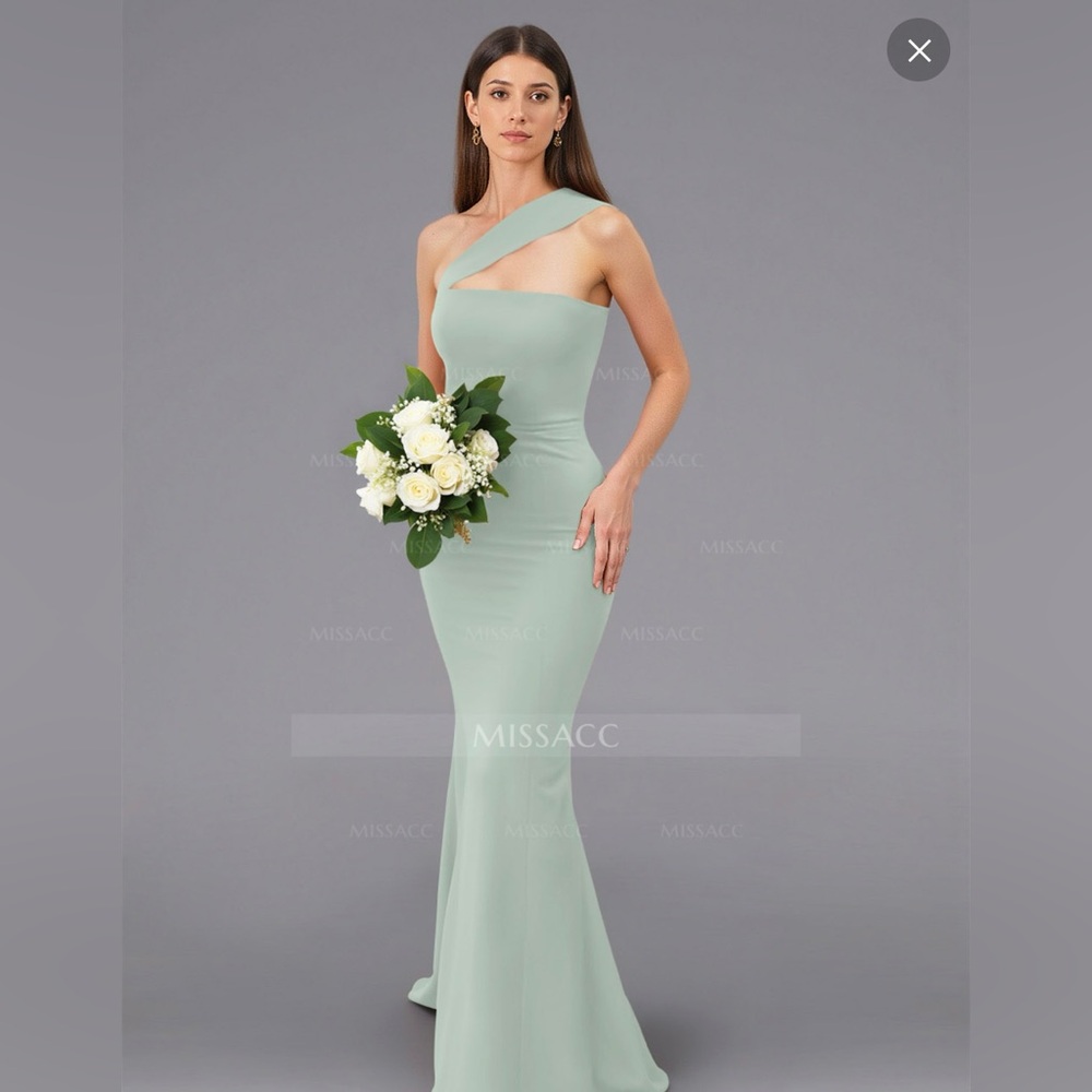 Unique One-Shoulder Trumpet/Mermaid Sweep Train Elastic Satin Bridesmaid Dresses